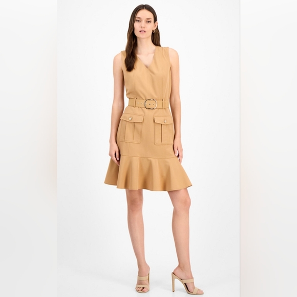 Tahari ASL Women's Belted Sleeveless Fit & Flare Dress Size 10 NWT $159 - Picture 1 of 8